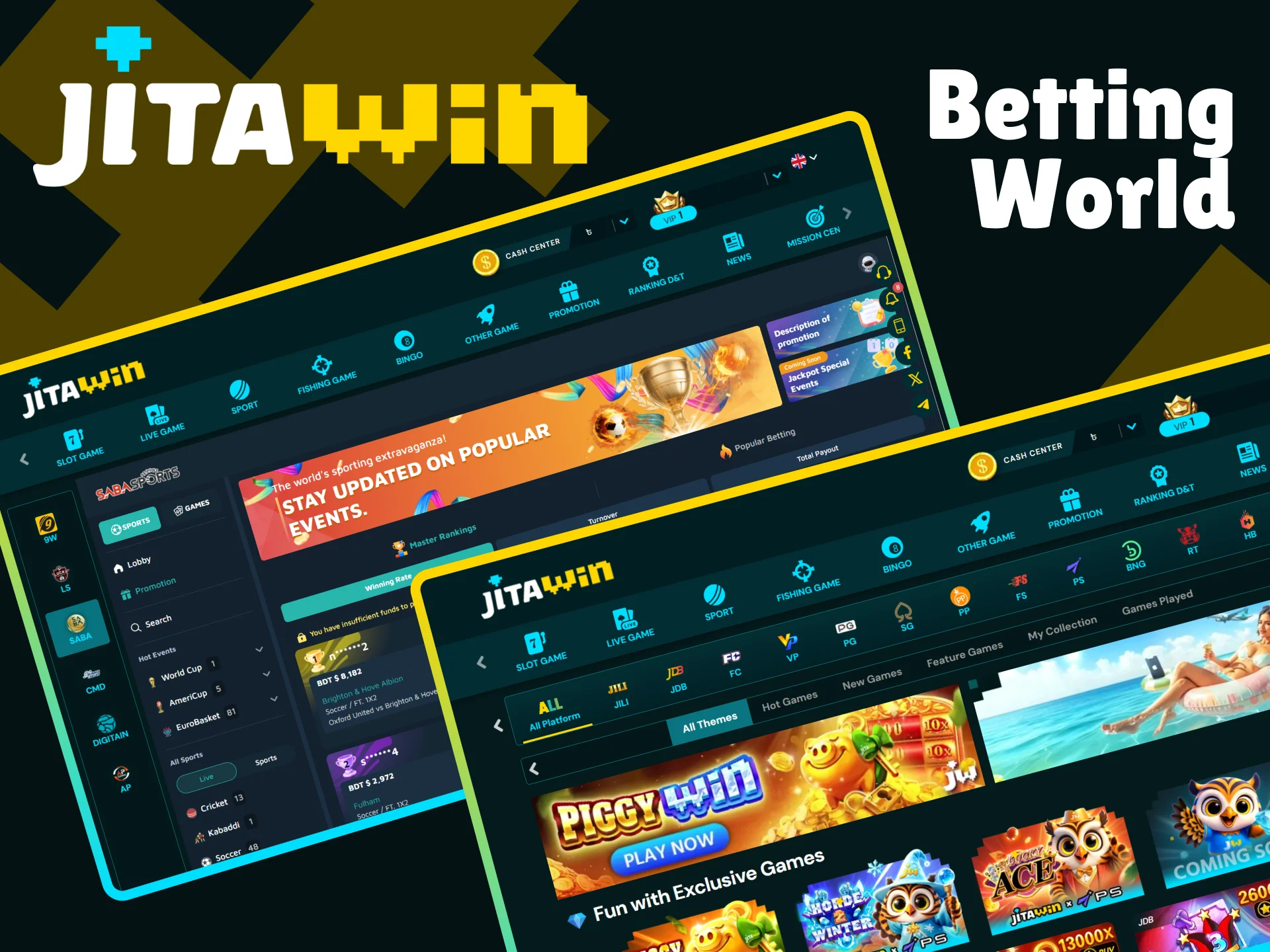 JitaWin offers a wide selection of casino games and sports betting options.