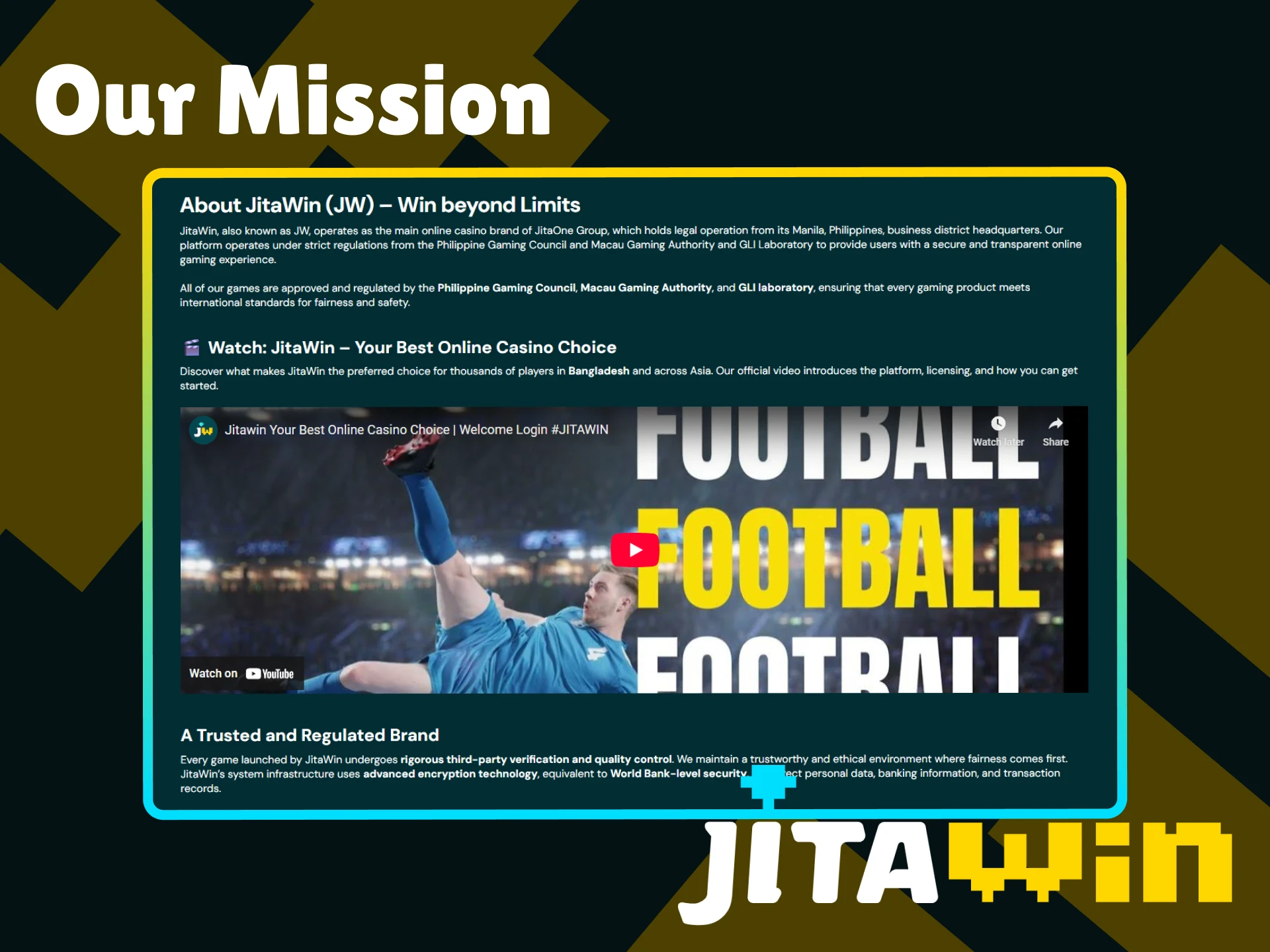 Check out the mission of the official JitaWin website.