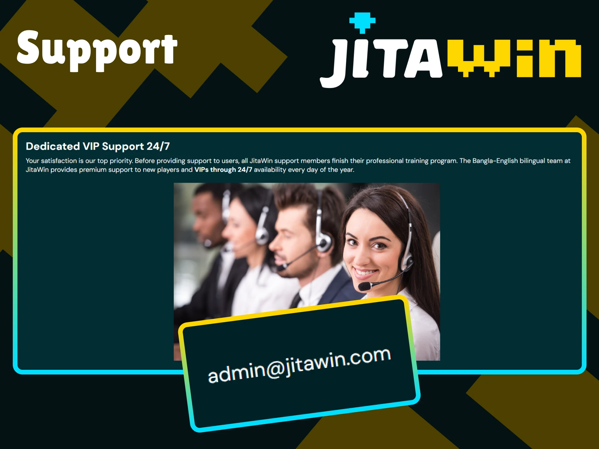 If you encounter any problems with the platform, contact JitaWin support.