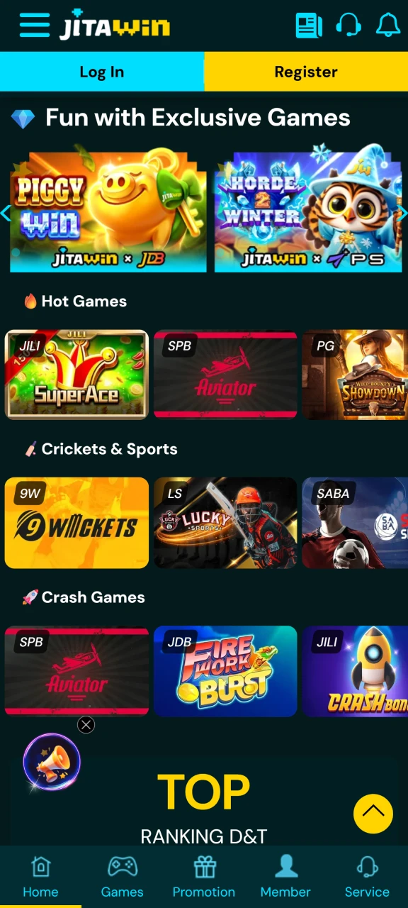 Open the JitaWin app to start playing and betting.