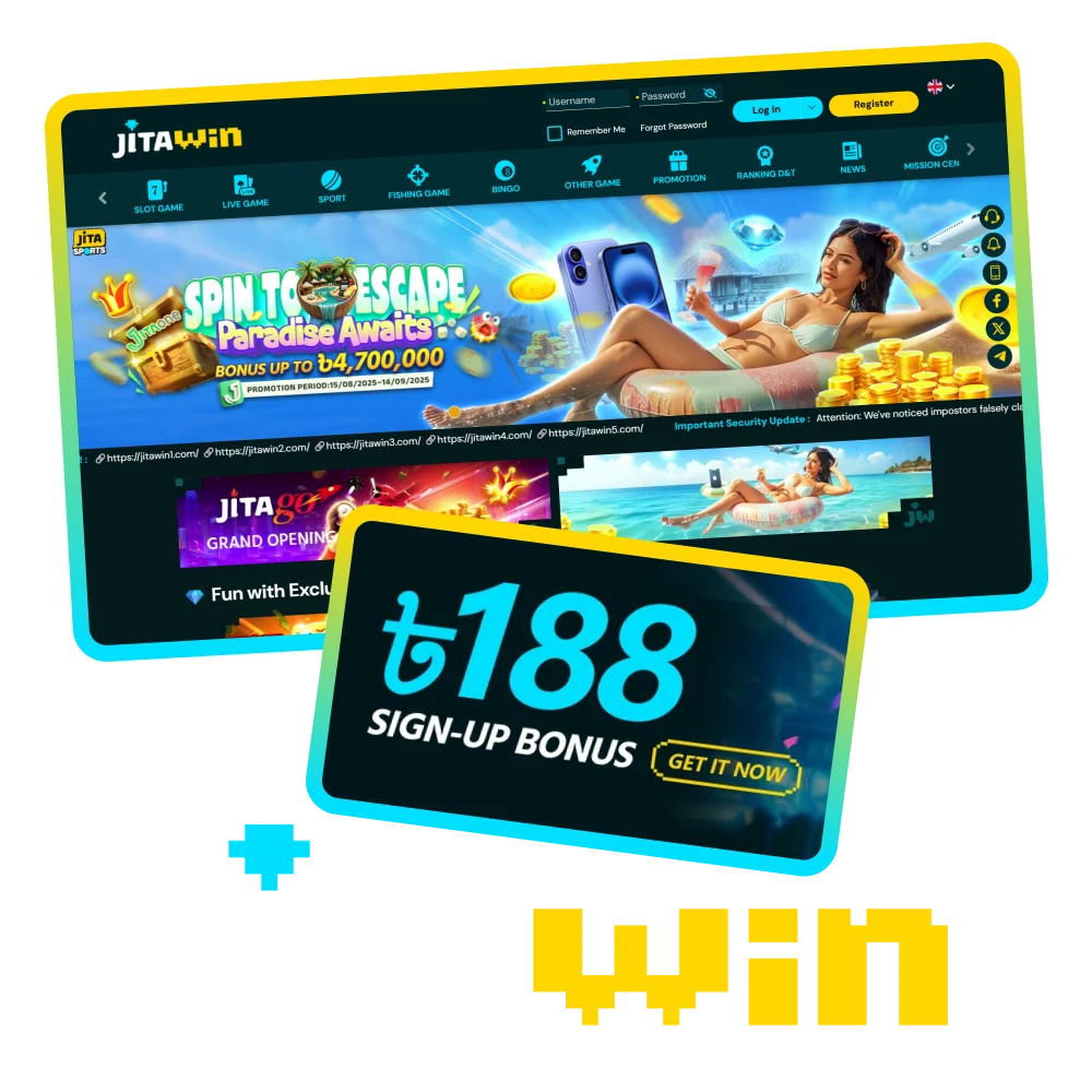 Enjoy the games and bonuses of the official JitaWin platform.