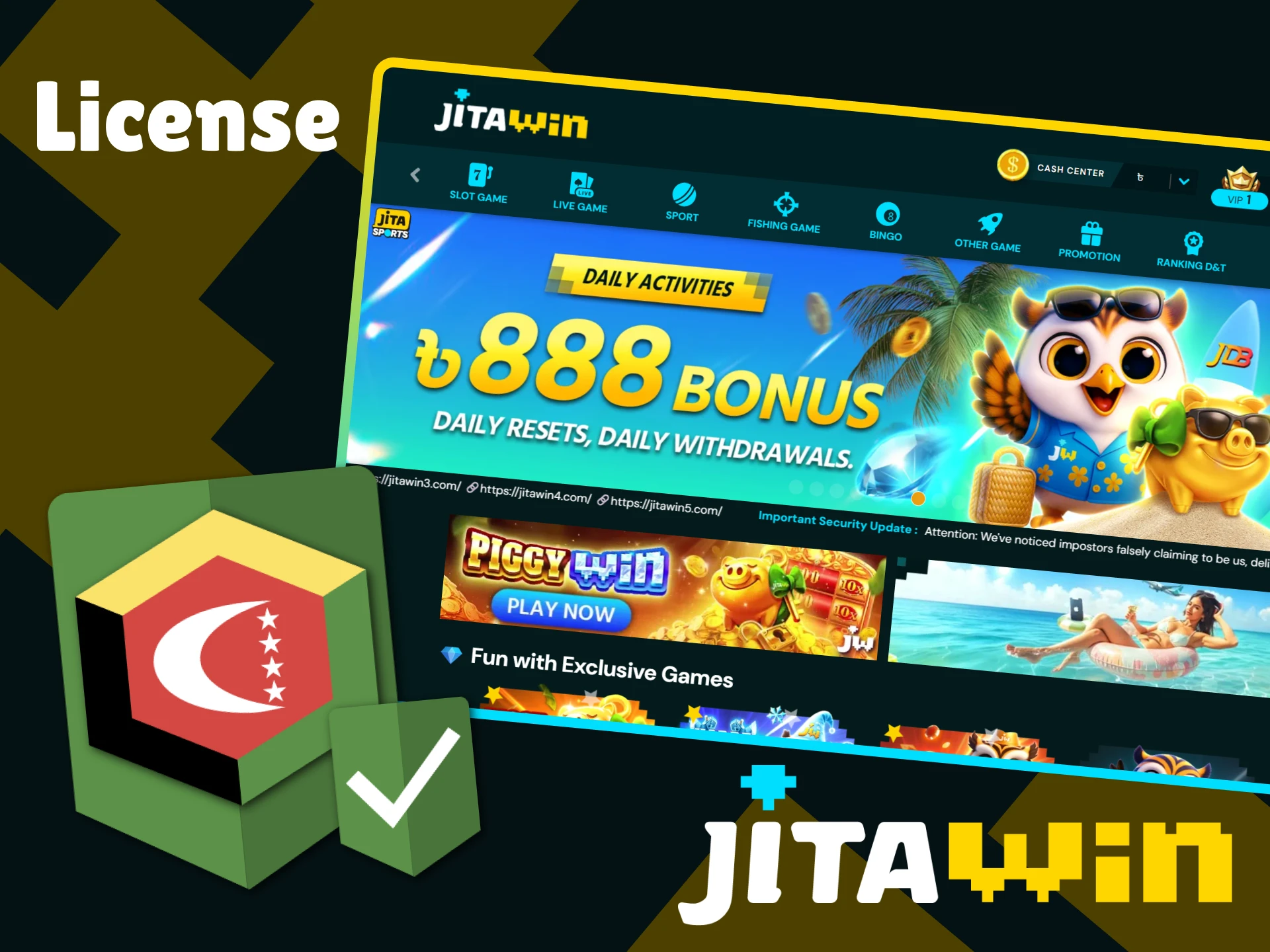 JitaWin is a licensed platform that is safe for players.