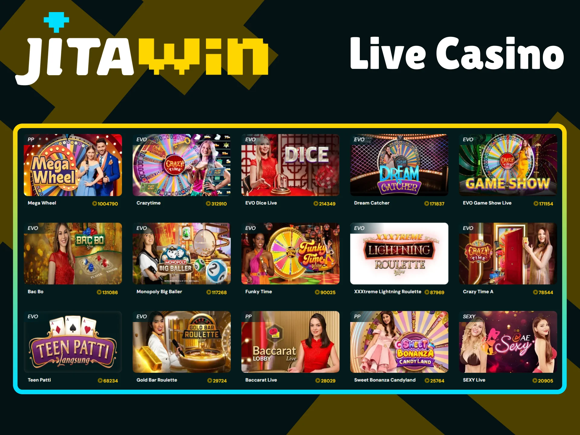 Select a live casino game on the JitaWin website.