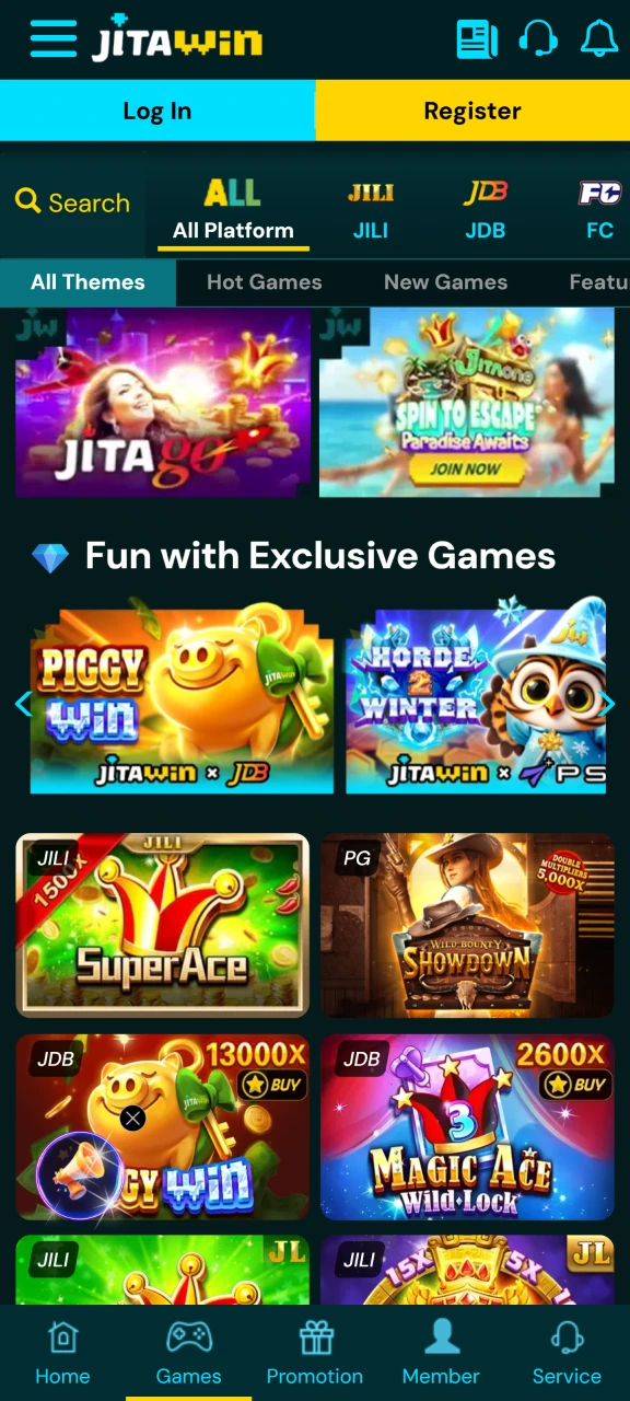 Select your favorite game to play at JitaWin.